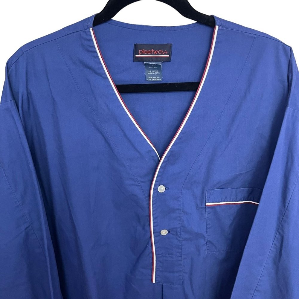 Pleetway Men's Long Sleeve Slip-on Blue Night Shirt Size L/XL - Picture 3 of 9